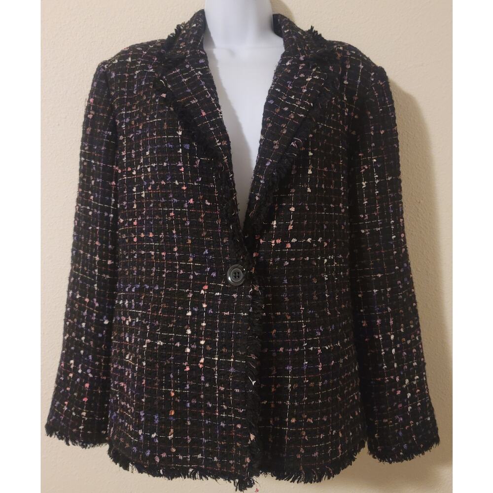 VTG Breckenridge Womens Blazer 16 Lined Frayed Hem